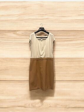 LOFT Cream and Brown Two-Tone Mini Dress
